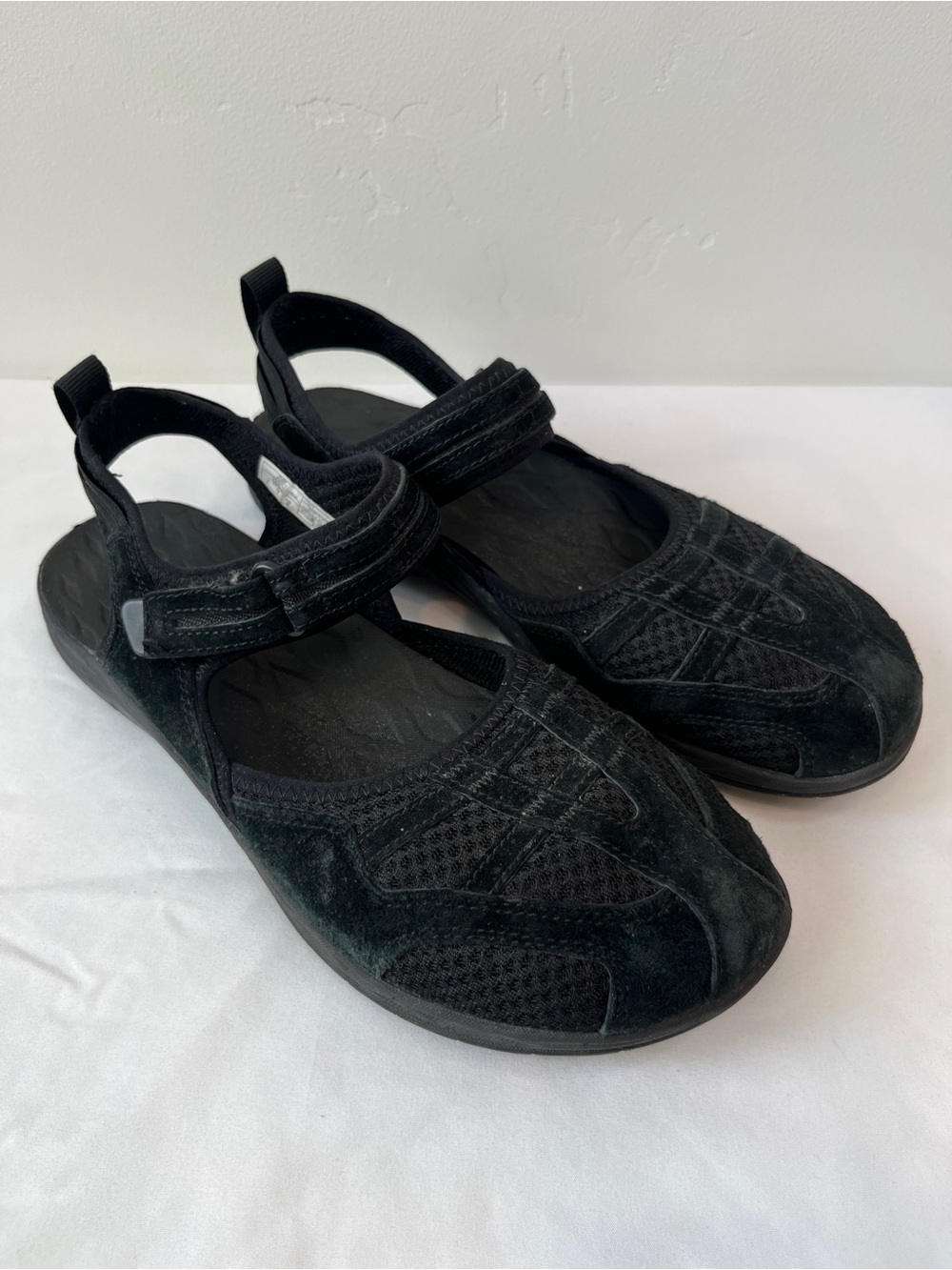 Merrell Siren Wrap Q2 Black Suede Mesh Hiking Mary Jane Sandals Womens Size 9